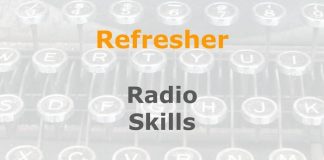 Refresher: Radio journalism skills Graphic for a one-day refresher course on Media Helping Media