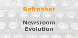 Refresher: Managing newsroom evolution Graphic for a one-day refresher course on Media Helping Media