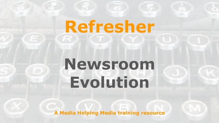 Graphic for a one-day refresher course on Media Helping Media