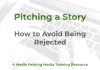 Pitching a news story to an editor Pitching a News Story - A MHM training article graphic