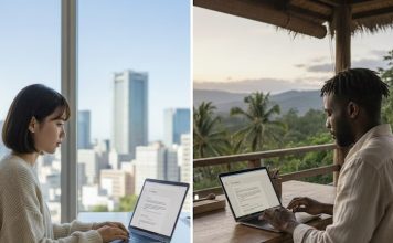 How to interview remotely Graphic for email interviewing created with Gemini AI