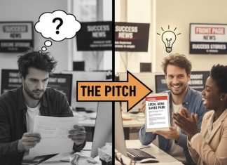 Pitching a news story to an editor Graphic for pitching a news story created with Gemini AI