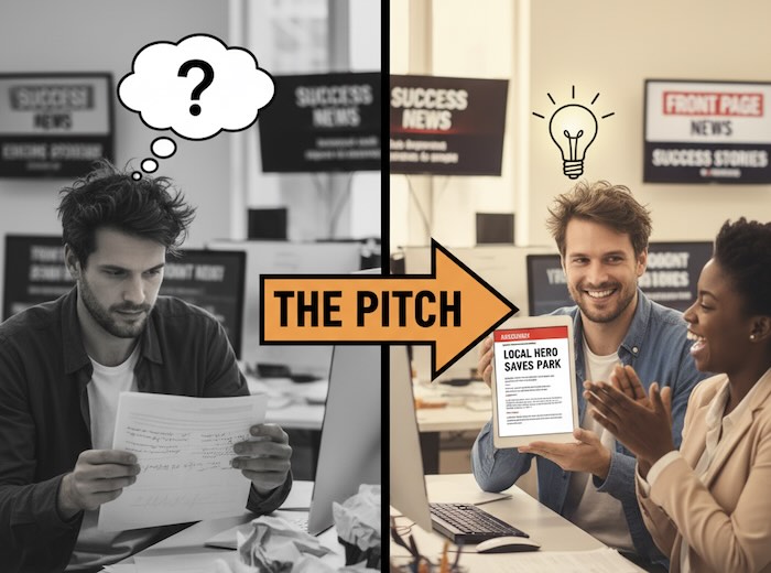 Graphic for pitching a news story created with Gemini AI