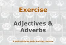 Exercise: Adjectives and Adverbs in journalism Image to illustrate a MHM training exercise created with Gemini AI