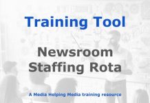 Tool: The MHM newsroom staffing rota Graphic for a Media Helping Media Training Tool
