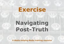 Exercise: Understanding post-truth in journalism Image to illustrate a MHM training exercise created with Gemini AI