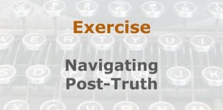 Exercise: Understanding post-truth in journalism Image to illustrate a MHM training exercise created with Gemini AI
