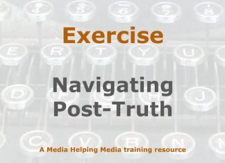 Exercise: Understanding post-truth in journalism Image to illustrate a MHM training exercise created with Gemini AI