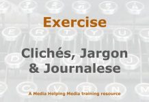 Exercise: Clichés, jargon & journalese Image to illustrate a MHM training exercise created with Gemini AI