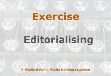 Exercise: Editorialising is not for news Image to illustrate a MHM training exercise created with Gemini AI