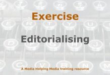 Exercise: Editorialising is not for news Image to illustrate a MHM training exercise created with Gemini AI
