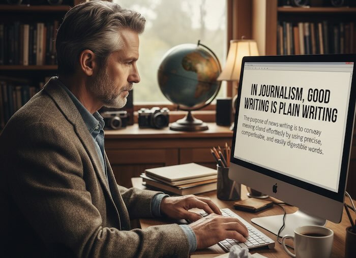 An image of a journalist writing on a computer - image by Google Gemini AI