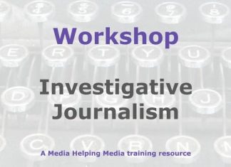 Workshop: Investigative journalism best practice Graphic for a Media Helping Media workshop outline