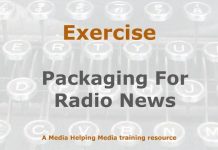 Exercise: Packaging for radio news Image to illustrate a MHM training exercise created with Gemini AI