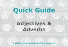 Adjectives and adverbs in journalism Graphic for MHM Quick Guide Checklist