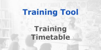 Tool : Training timetable planner Graphic for an MHM training tool