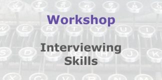 Workshop: Interviewing skills Graphic for a Media Helping Media workshop outline