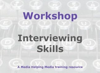 Workshop: Interviewing skills Graphic for a Media Helping Media workshop outline