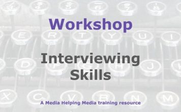 Workshop: Interviewing skills Graphic for a Media Helping Media workshop outline