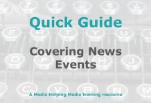 Reporting on a news event Graphic for MHM Quick Guide Checklist