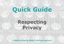 Respecting privacy in news Graphic for MHM Quick Guide Checklist