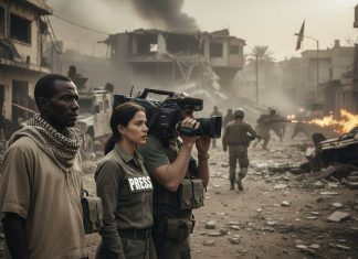 Journalism trauma: why cultural context matters Image of journalists covering a news story created with Google Gemini