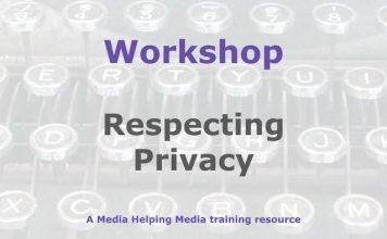 Workshop: Privacy in journalism Graphic for a Media Helping Media workshop outline