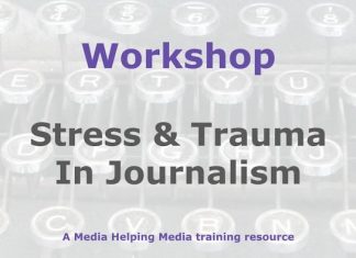 Workshop: Stress and trauma in journalism Graphic for a Media Helping Media workshop outline