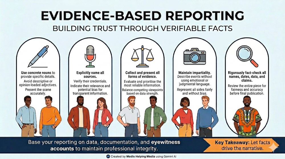 Evidence-based reporting infographic created by MHM using Gemini AI