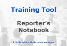 The MHM reporter’s notebook Graphic for an MHM training tool