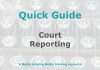Quick Guide: Court reporting for beginners Graphic for MHM Quick Guide Checklist