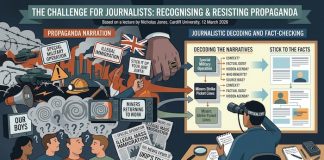 Journalism and propaganda Propaganda graphic produced by Google Gemini AI