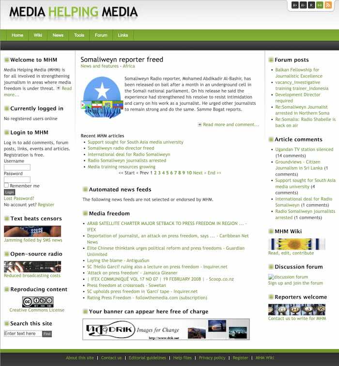 Media Helping Media in 2008- image courtesy of the Wayback Machine at the Internet Archive