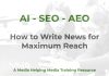 Journalism that AI will trust and promote Answer Engine Optimisation - a MHM training article graphic