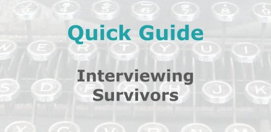 A Media Helping Media Quick Guide graphic - this one for a piece on interviewing survivors