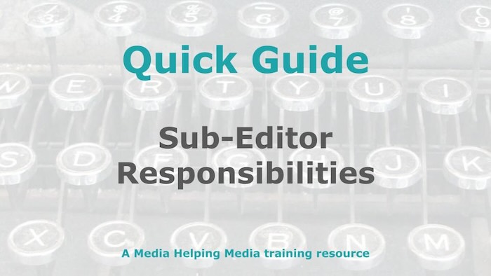 Graphic for Quick Guide about the role of the sub-editor