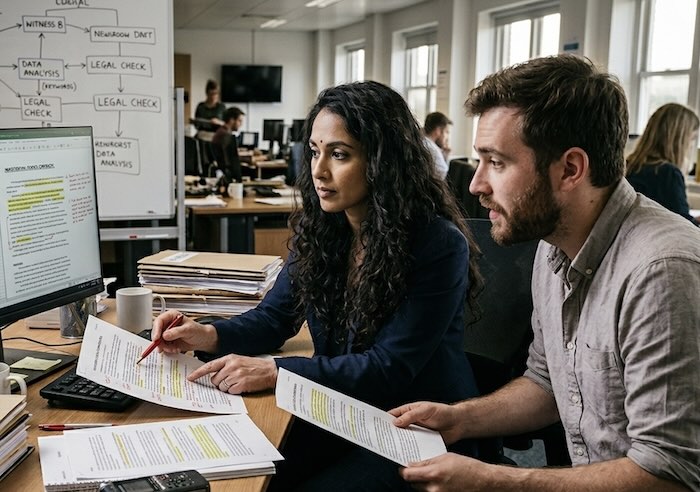 Image of journalists checking a story created using Gemini AI