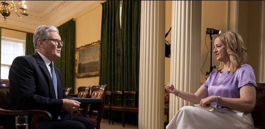 Uk Prime Minister Keir Starmer interviewed by the BBC - image by Number 10 released under Open Government Licence v3.0