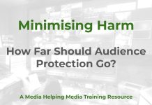 Publishing disturbing material Minimising Harm - a MHM training article graphic