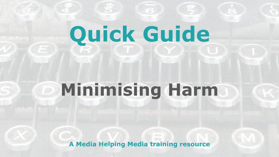 Quick Guide: Minimising Harm - a MHM training article graphic
