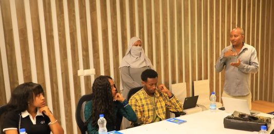 The author - Zelalem Tesfaye Worku - carrying out training